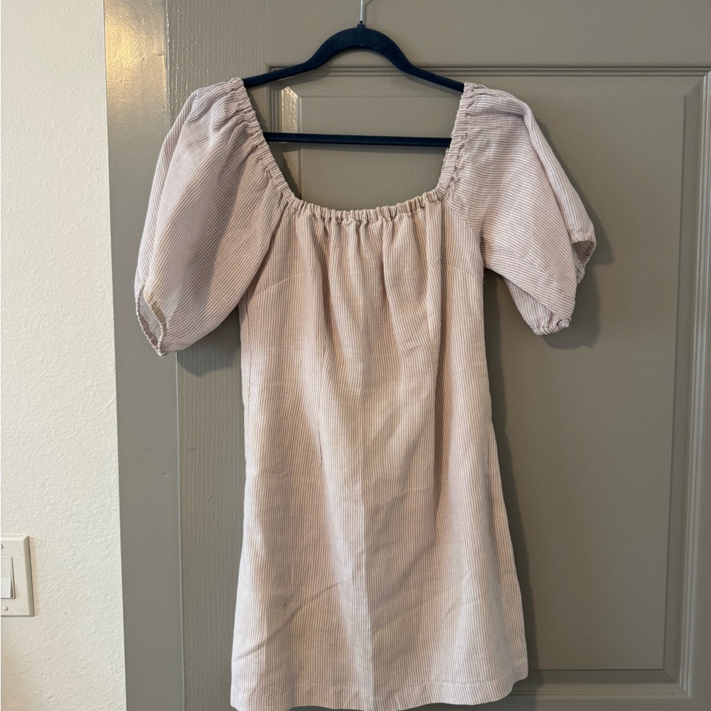 Elegant Lavender and Cream Stripe Mini Dress